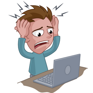 Caroon Character of Forex trader getting anxious and frustrated in front of screen Forex Trading Psychology